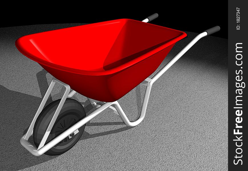 Illustration of a red wheel barrow