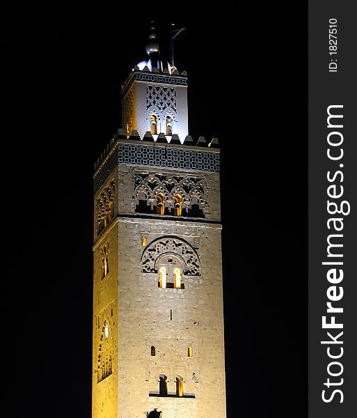 Evening shot of the Koutoubia Mosque in Marrakech / Morocco. Evening shot of the Koutoubia Mosque in Marrakech / Morocco
