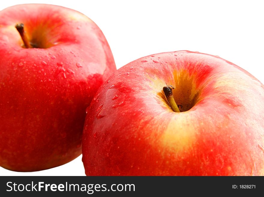 Two red apples on a white background. Two red apples on a white background.