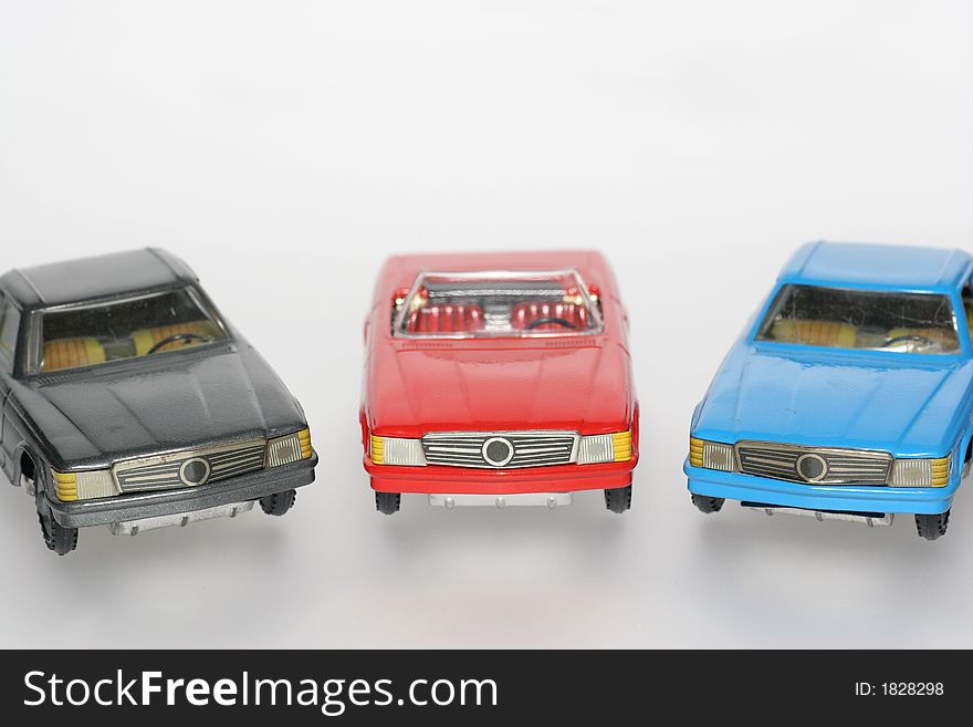 Three Classic Mercedes Toy Cars Front