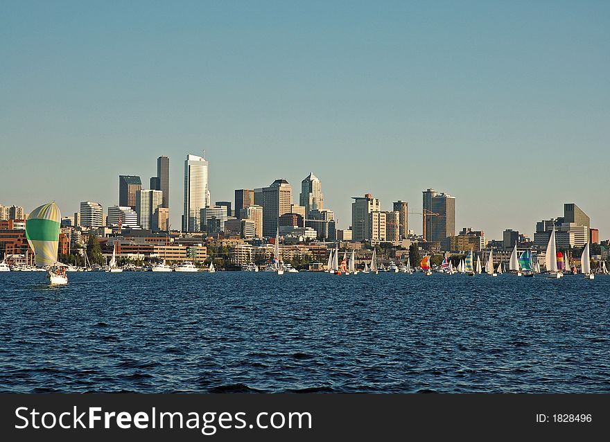 Duck Dodge sailboat race on Lake Union in Seattle, WA