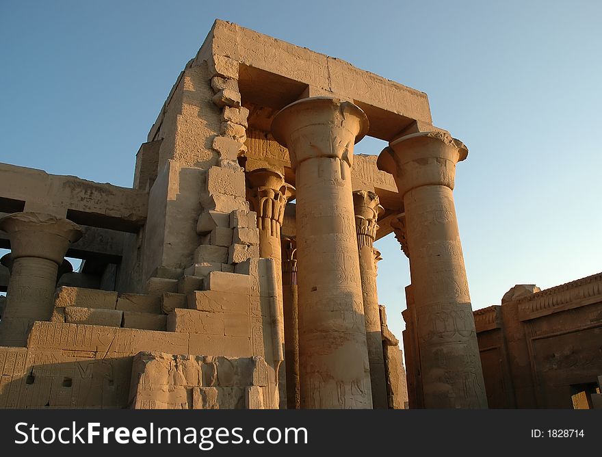 Kom-Ombo Temple on sunset, Egypt. Kom-Ombo Temple on sunset, Egypt