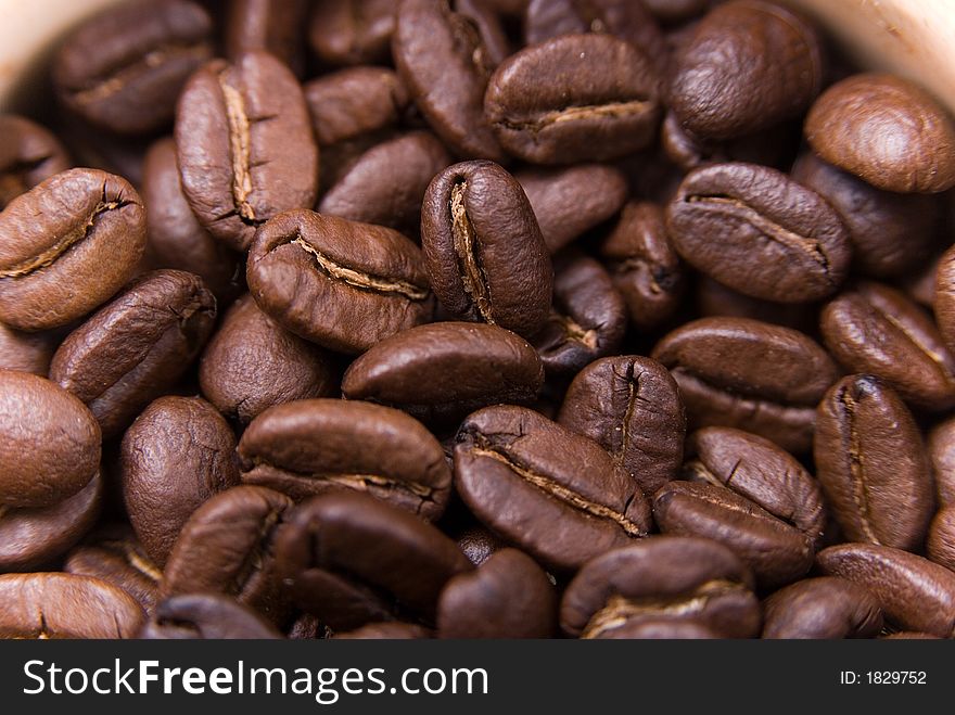 Coffee beans background texture macro photo