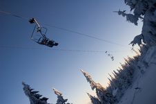 Winter Chair Lift Stock Images