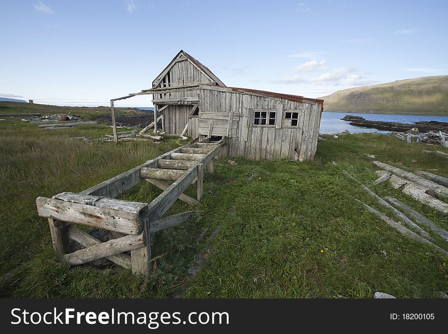 Abandon timber mill in west Iceland