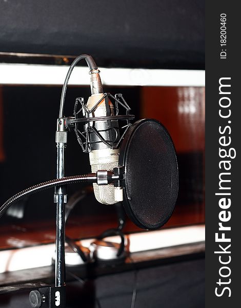 Studio Microphone clouse-up in studio