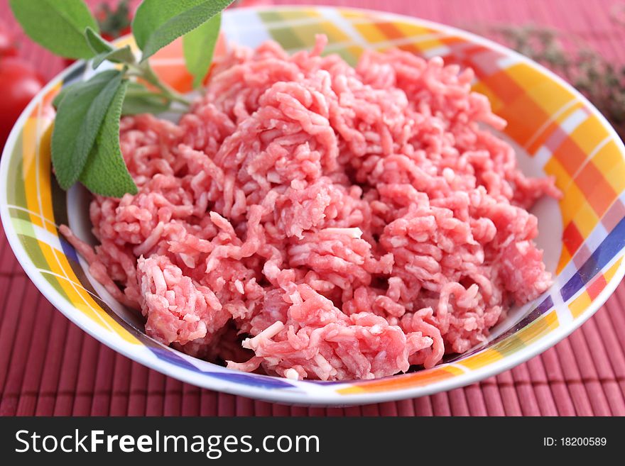 Fresh raw meat in a bowl. Fresh raw meat in a bowl