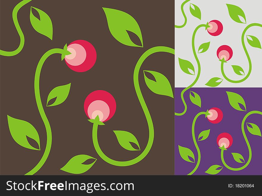 Abstract background with leaves and red berries. Abstract background with leaves and red berries