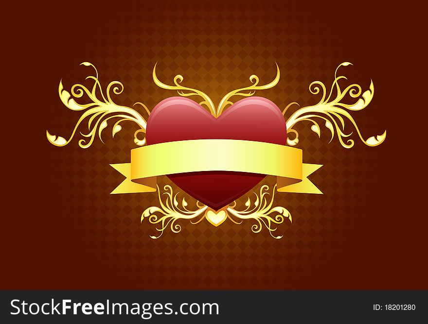 Heart shape with banner for love theme designs