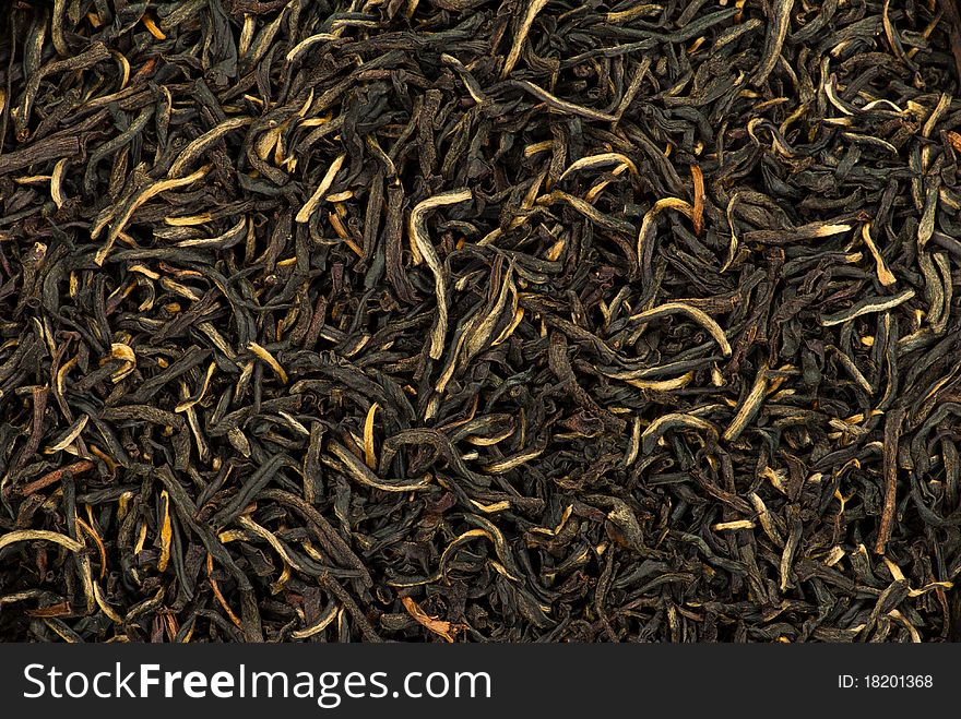 Close-up of black tea dry leaves