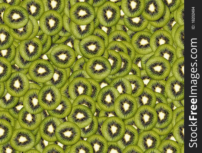 Tileable background texture illustration of sliced kiwi fruit. Tileable background texture illustration of sliced kiwi fruit