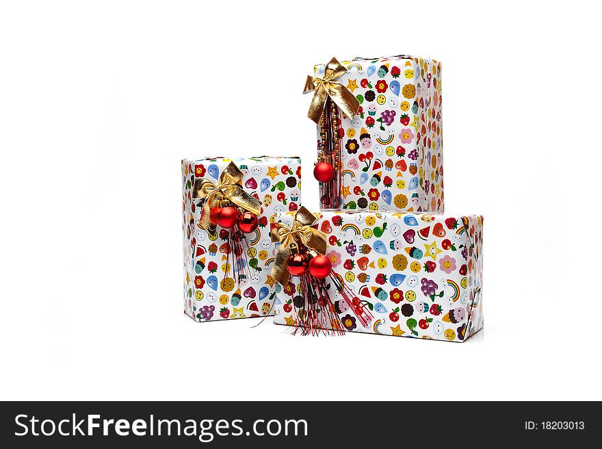 Beautiful presents boxes. isolated on white background