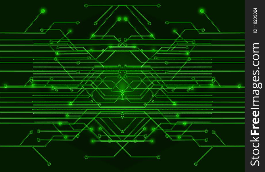 Green circuit Board on a black background