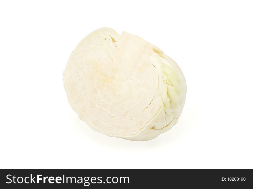 Half of head of cabbage. On a white background. Half of head of cabbage. On a white background