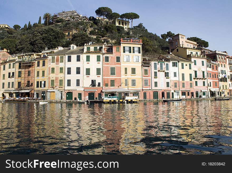 Portofino, a small and world famous whirlpool of fisherman in Liguria Italy