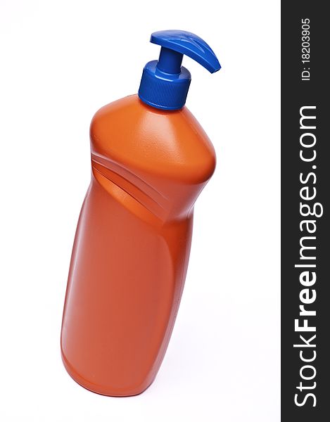 Orange plastic bottle