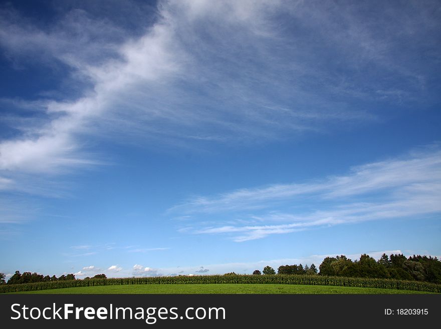 Blue sky with clouds at bavaria, germany. Blue sky with clouds at bavaria, germany