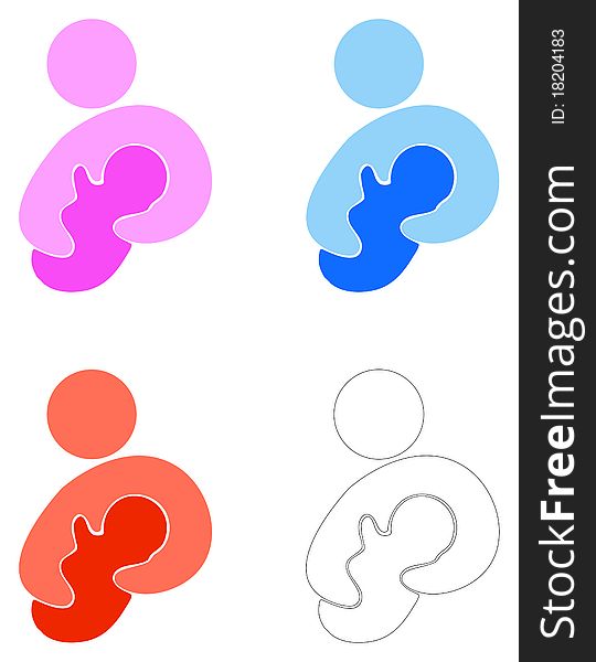 Vector logo with the image of mother and newborn. Vector logo with the image of mother and newborn