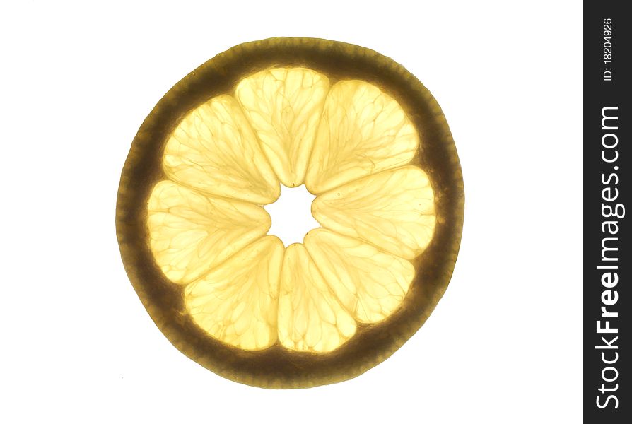 Slice of lemon with a back light