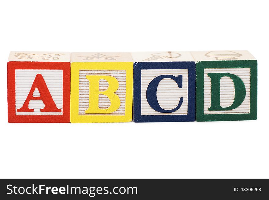 Cubes with letters isolated on white background