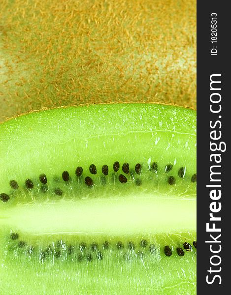 Macro photo of a fresh kiwi close up