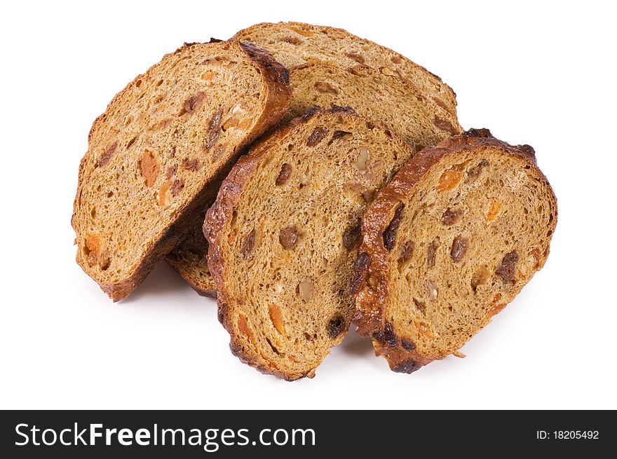 The cut bread isolated on white background