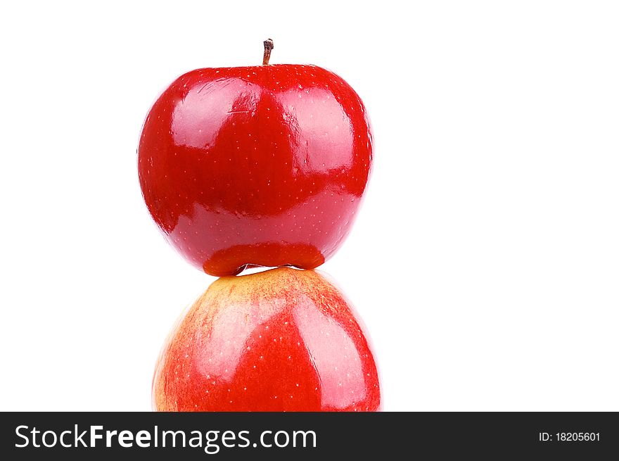 Red fresh apple on a white background