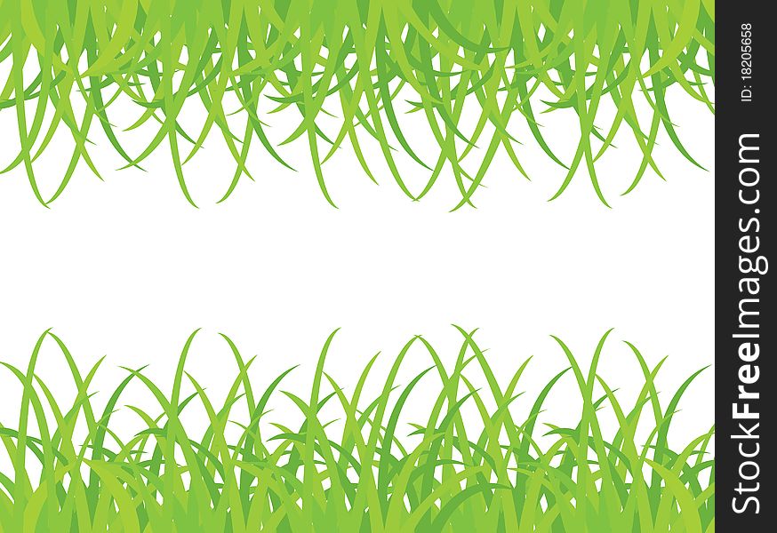 Grass On White Background, Vector Illustration