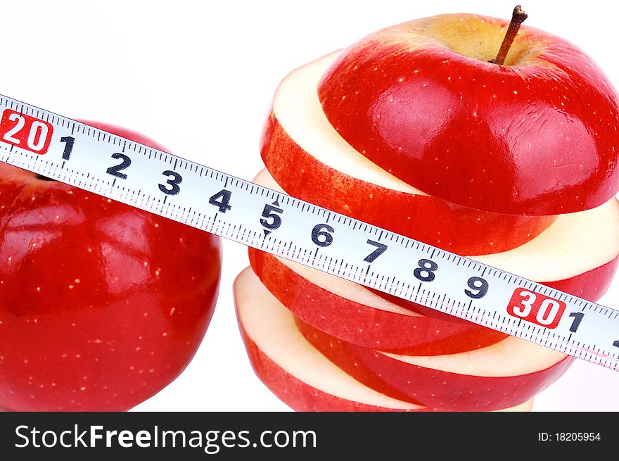 Red fresh apple on a white background