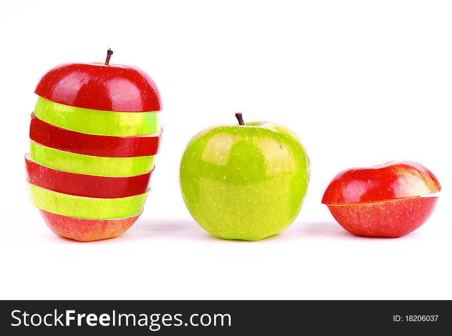 Red fresh apple on a white background