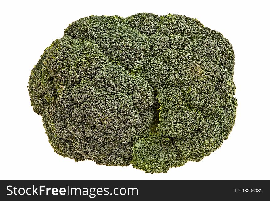 Broccoli flower closeup isolated over white background. Broccoli flower closeup isolated over white background.