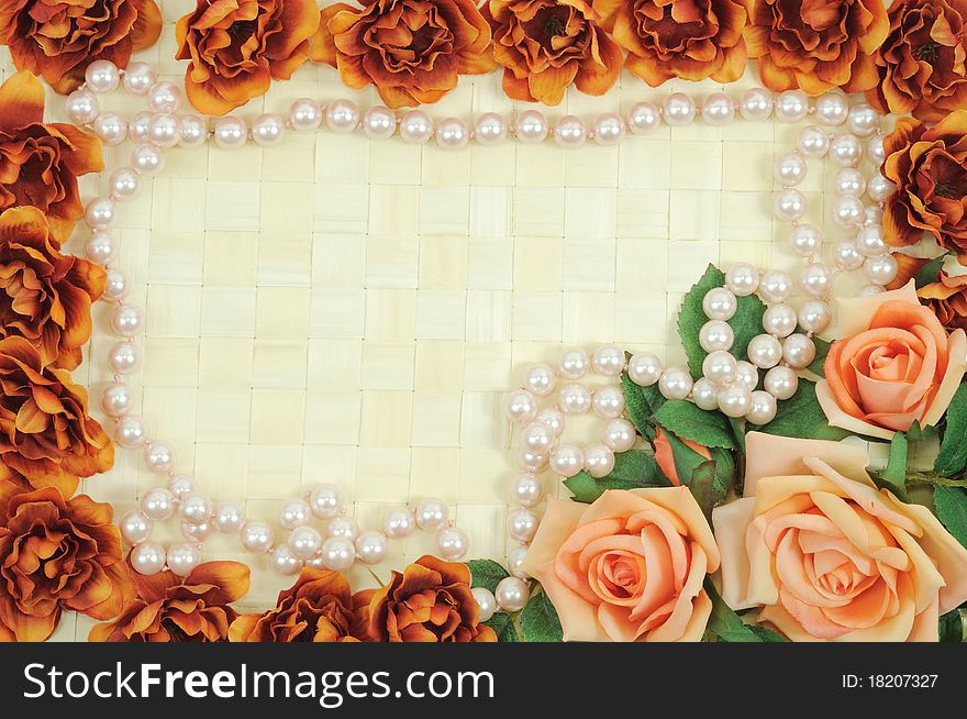 Frame from flowers on wooden background. Frame from flowers on wooden background