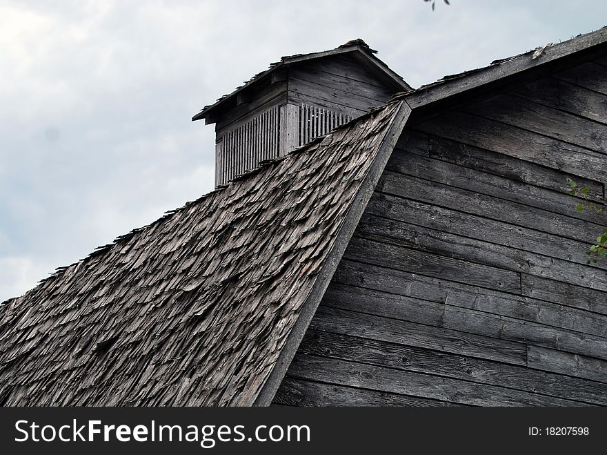 An old barn roof standing against time.