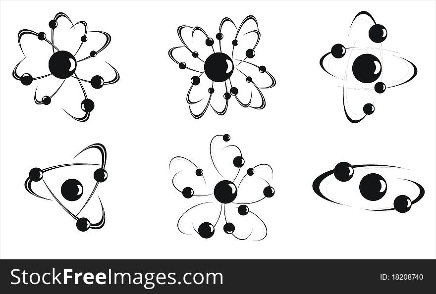 Molecule icons on the white background