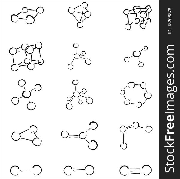 Molecule icons on the white background