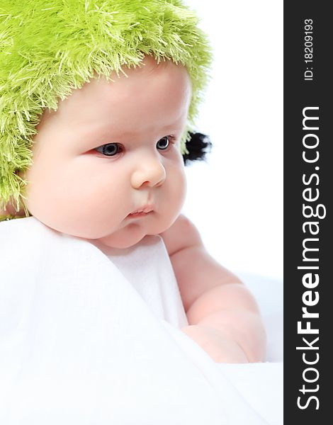 Beautiful baby. Shot in a studio. Isolated on white. Beautiful baby. Shot in a studio. Isolated on white.