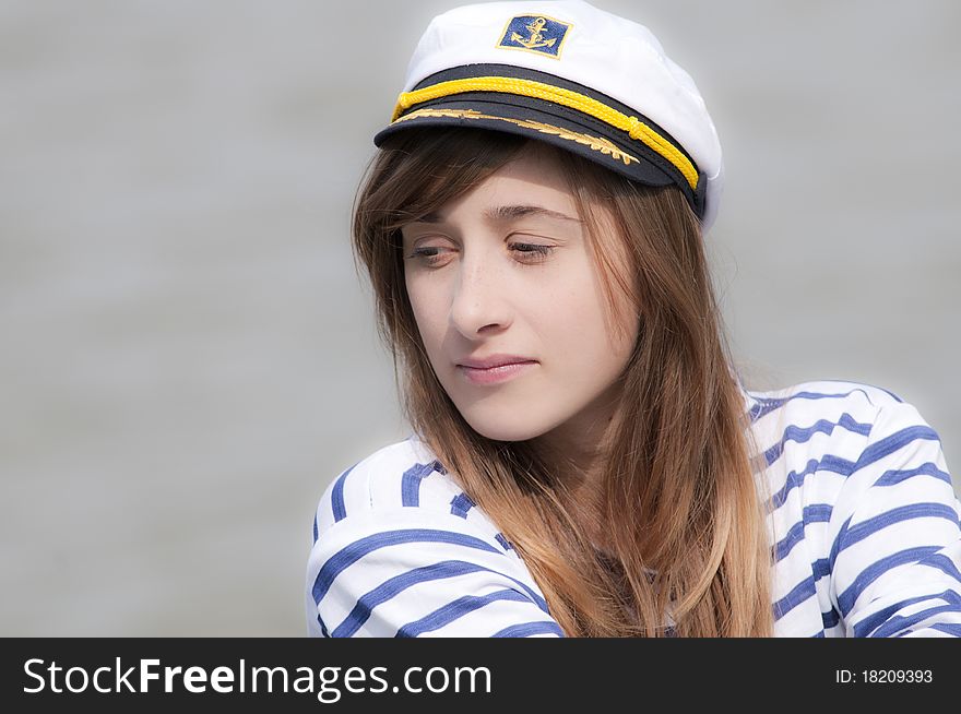Young Brunette Girl with sailor uniform