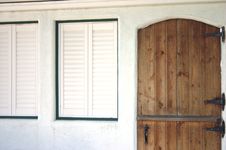 Wooden Over/under Door And White Shutters Royalty Free Stock Photos Wooden Over/under Door And White Shutters Royalty Free Stock Photos