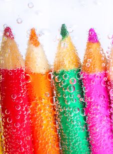 Colorful Pencils And Bubbles Royalty Free Stock Photos Colorful Pencils And Bubbles Royalty Free Stock Photos