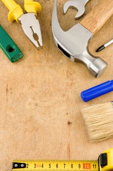 Tools And Instruments On Wood Royalty Free Stock Image Tools And Instruments On Wood Royalty Free Stock Image