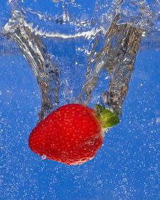 Strawberry Splash On Blue Background Stock Image Strawberry Splash On Blue Background Stock Image