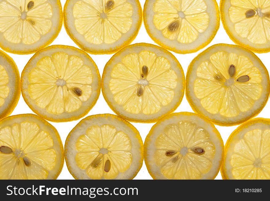 Backlit Lemon Slices Isolated on White
