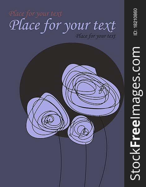 Flower card in dark blue with place for your text