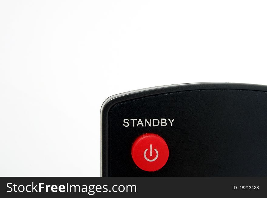 Standby button on remote control isolated on white