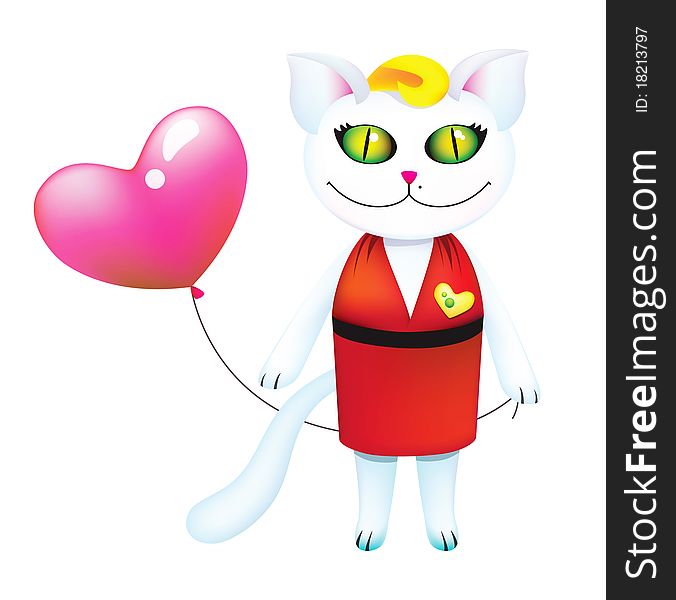 Elegant cat with baloon. Vector illustration. Elegant cat with baloon. Vector illustration