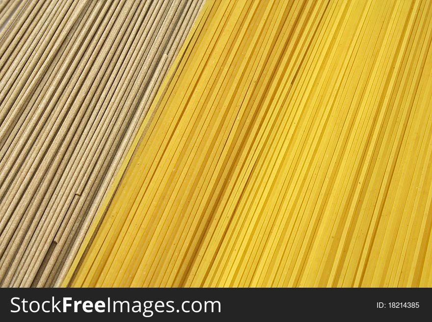 Dry pasta spaghetti three species (wheat and Japanese soba)