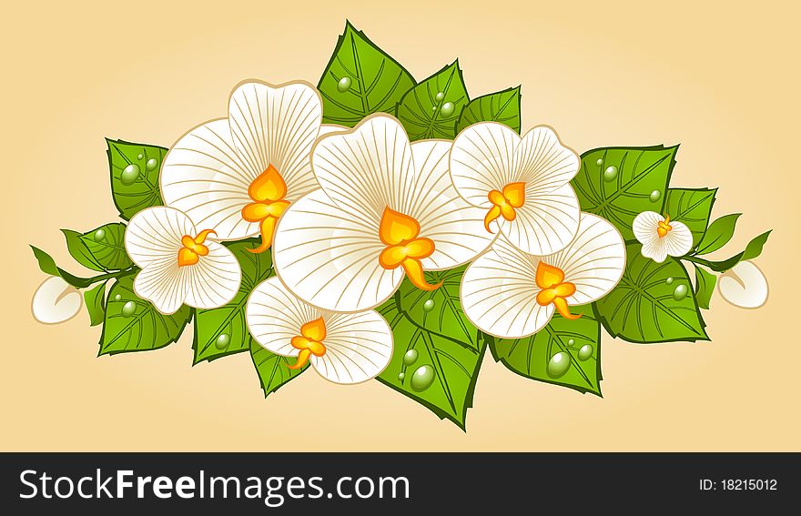 Background with beautiful flowers illustration for a design. Background with beautiful flowers illustration for a design