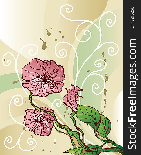 Floral background with decorative pink flowers