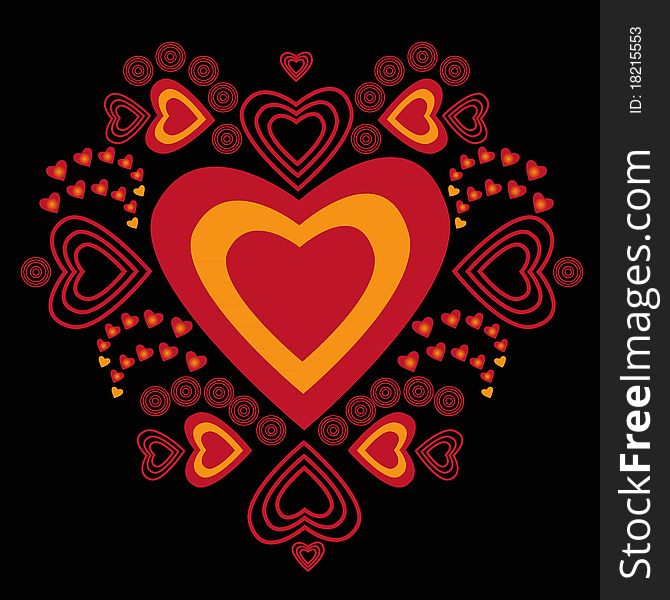 Abstract Valentine's day ornament on black background. Vector eps10 illustration