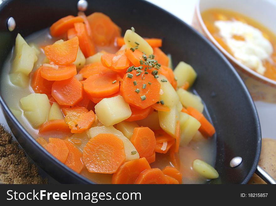 A fresh stew of carrots and potatoes